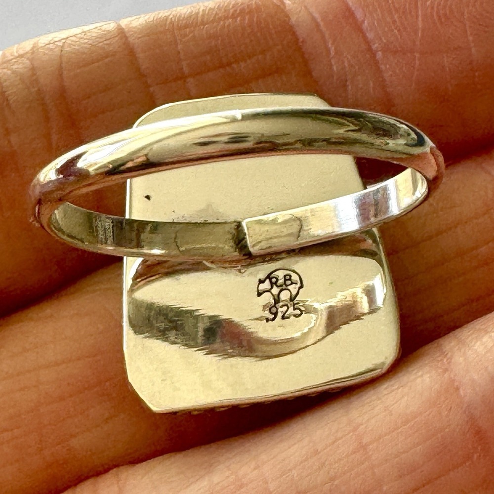 Navajo Wild Horse Ring Sz 11 Rectangle Native American Sterling USA Sawtooth - Picture 9 of 9